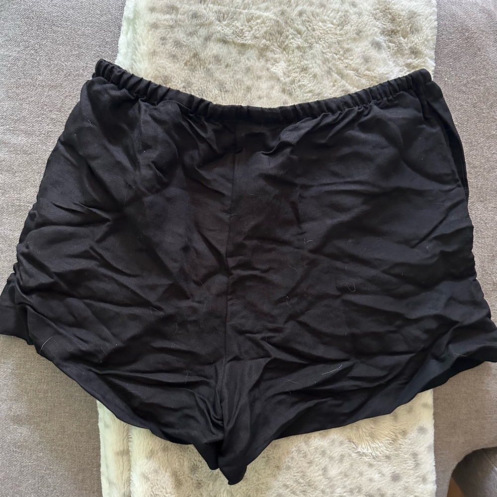 Women's H&M Black linen blend Shorts pull on size M - Picture 10 of 10